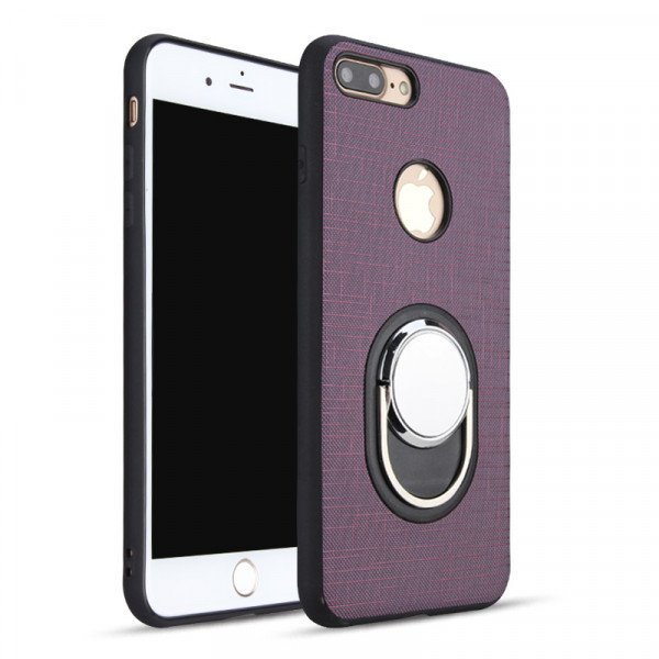 Wholesale iPhone 7 Plus Metal Plate Ring Holder Stand Hybrid Case (Purple)